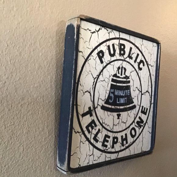 Handmade Rustic Sign: Public Telephone (5 Minute Limit) - Size 8”x8” - Picture 2 of 3